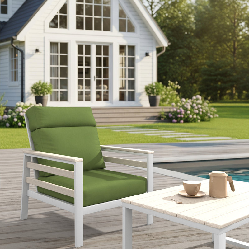 Townsend Metal Outdoor Lounge Club Chair With Sunbrella Cushion, Spectrum Cilantro