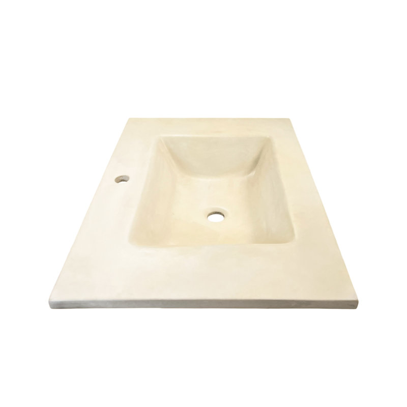 31" Cream Concrete Single Rectangular Sink Top