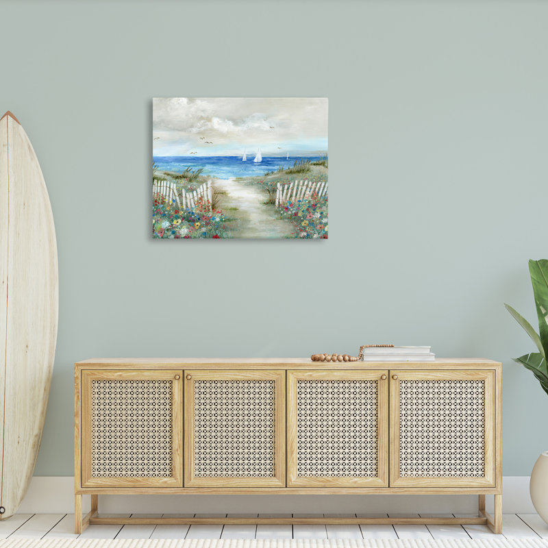 «Gorgeous Traditional Beach Scene», art mural par Nan, H 30 po x l 40 po