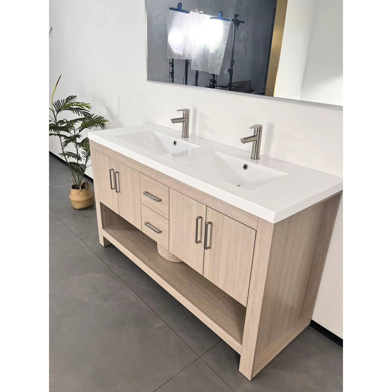 60 - Inch One Piece White Acrylic Bathroom Sink, Undermount Style, Wear And Scratch , Standard Faucet Pre Drilled, Overflow Feature 60" Hole, Protection, Effortless Maintenance