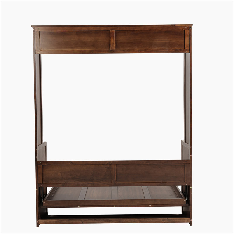 Grand lit escamotable en bois, lit escamotable mural peu encombrant, armoire murale avec vérins à gaz, Noyer