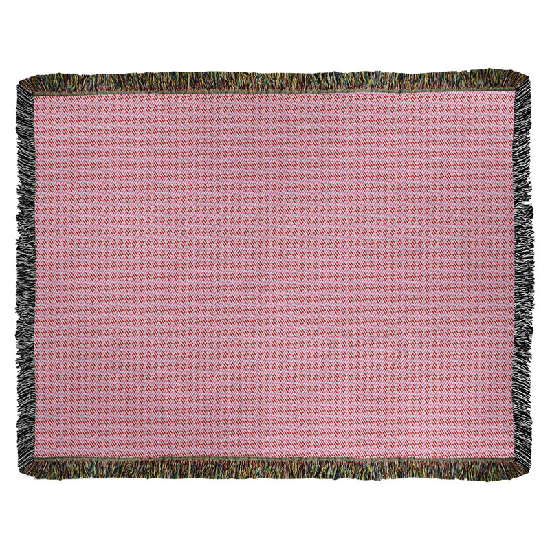 Hand Woven Throw Blanket, 80" W x 60" L, Pink