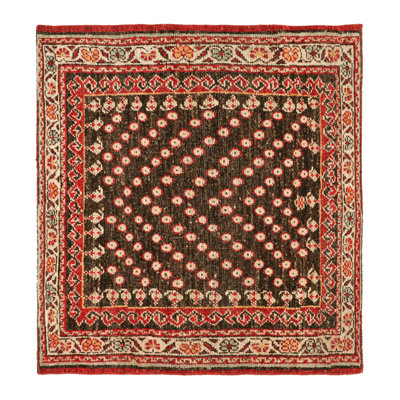 Rug & Kilim’S Tribal Style Square Rug In Brown And Red With Floral Patterns