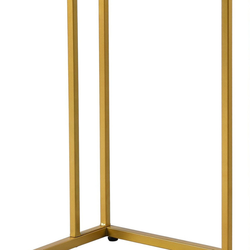 Contemporary Gold 24.75 Inch Space-Saving C-Shape Side Table, Gold