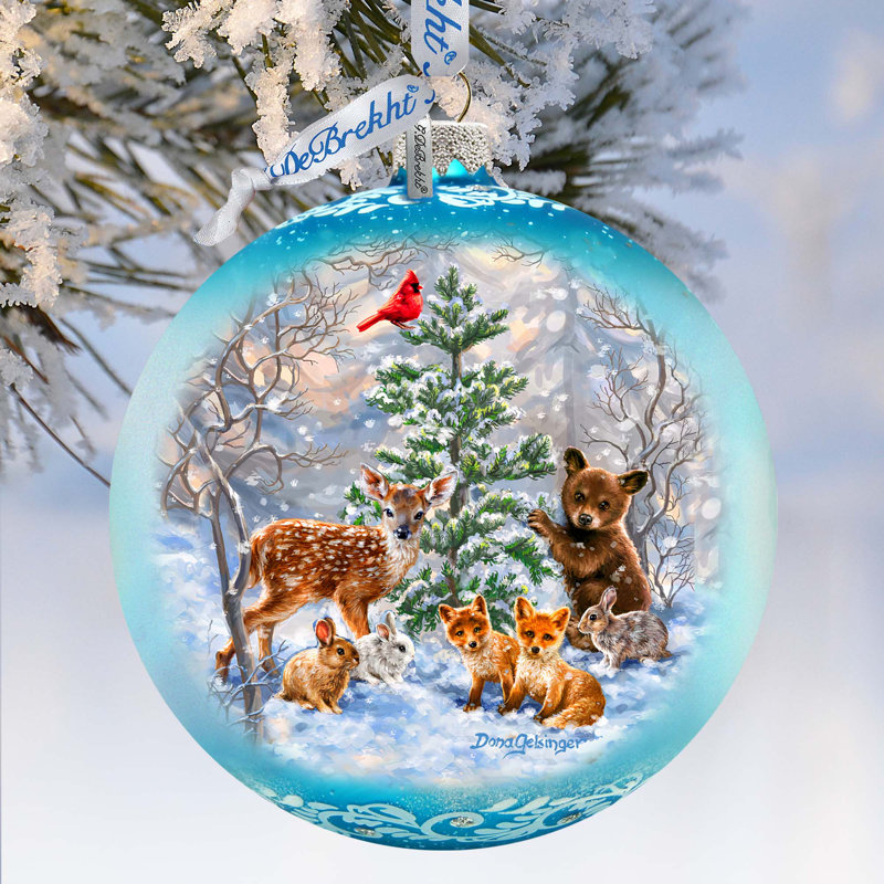 Large Glass Ornament 5.5'' Handmade Glass Animals Ball Ornament
