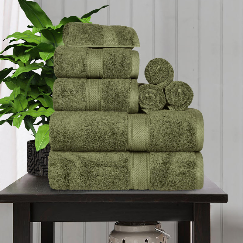 Renata 8 Piece 800 GSM Certified Egyptian Cotton Towel Set , Forest Green