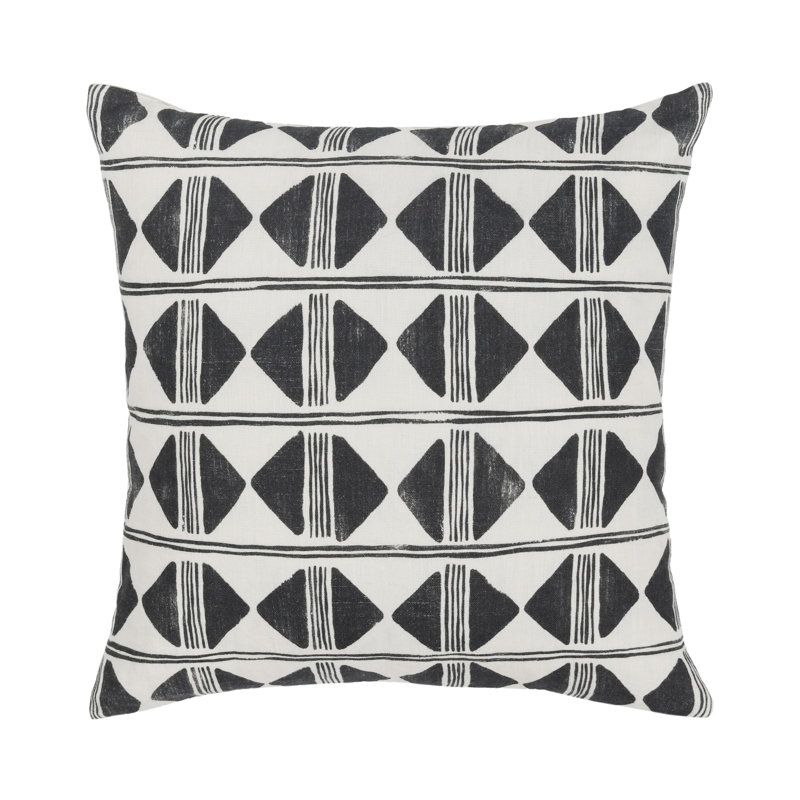 Nubia Rustic Geometric Linen Blend Round Throw Pillow