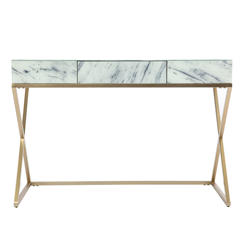 Bureau d'écriture en faux marbre avec rangement et tiroirs | Idée de cadeau