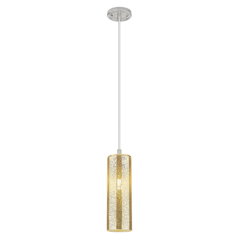 Luminaire suspendu à cordon 1 lumière Crown Point, Mercure, H 13,25 po x l 4,5 po x P 4,5 po, Nickel satiné