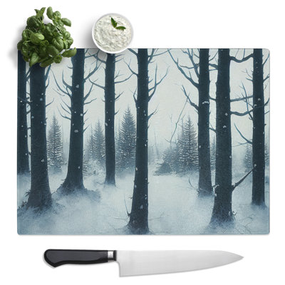 A Wonderful Winter Forest  Glass Chopping Board