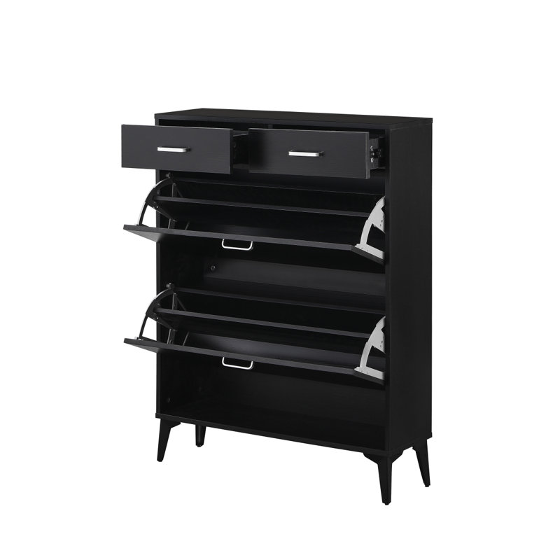 Grande armoire à chaussures, seau à basculement autoportant, Noir