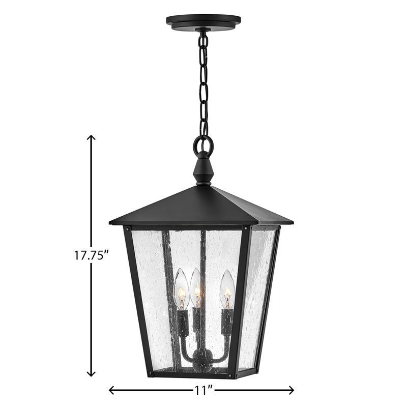 Huntersfield 3 -Bulb 17.75" H Outdoor Hanging Lantern, Black