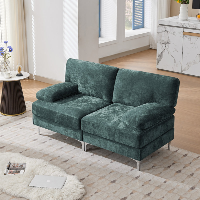 Modular Chenille Oversized Upholstered Sofa, Green