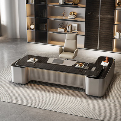 94.49"Luxury and high-end black L-shaped executive desk