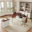 Ashantey 60" L-Shaped Executive Electric Standing Desk with Fluted Roman Legs, Privacy Modesty Panel and Wire-125361230