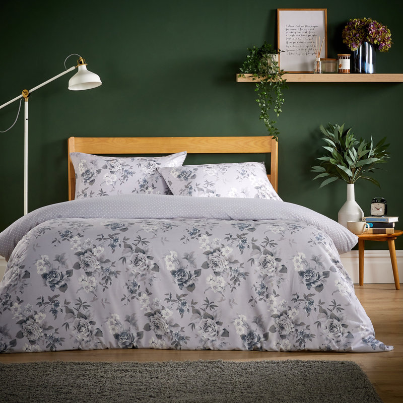 Polyester No Pattern Duvet Cover Set with Pillowcases Included, Double Duvet Cover Set + 2 Pillowcases, Grey