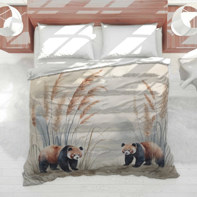 Red Panda Illustration Comforter, King
