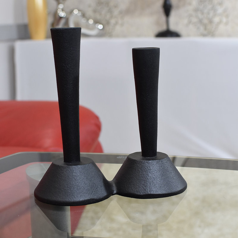 Bougeoir de table en aluminium, Noir, H 16 po x l 15 po x P 4 po