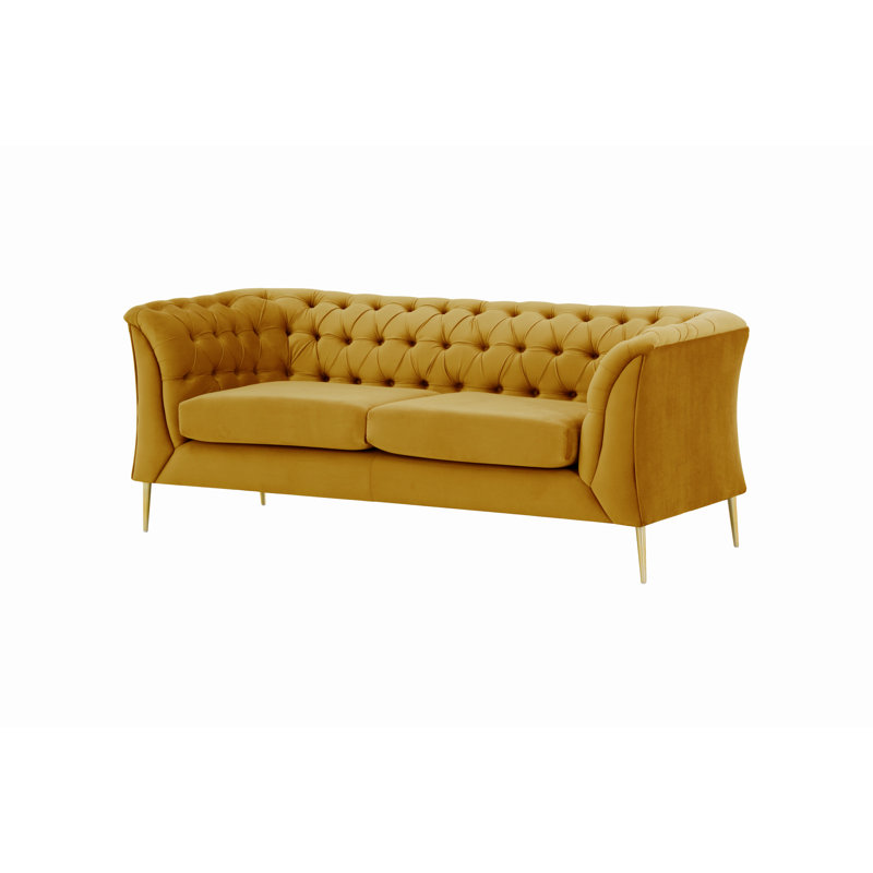 Ranae Chesterfield Sofa, 74cm H x 183cm W x 80cm D, 2, Yellow
