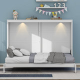 Grand lit escamotable horizontal avec lumières DEL