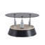Affordable luxury black nesting coffee table set. Transparent tempered glass nesting set. Round living room coffee table, two-piece set.