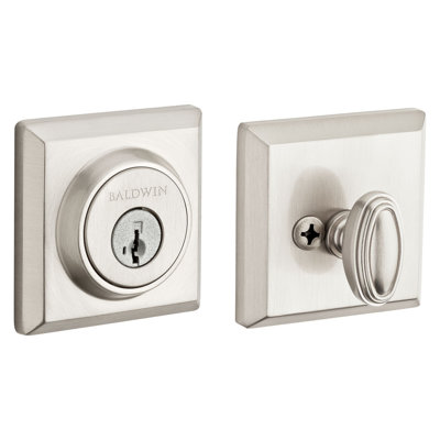 Traditional Square Single Cylinder Deadbolt in Satin Nickel