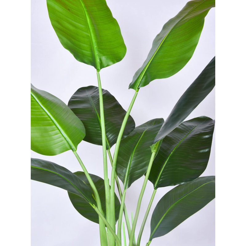 Tall Green Faux Tropical Palm Tree in Black Pot