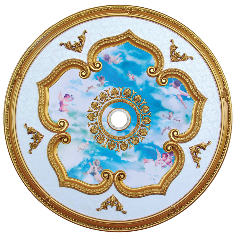 Médaillon de plafond rond ange, H 2,5 po x l 43 po x P 43 po