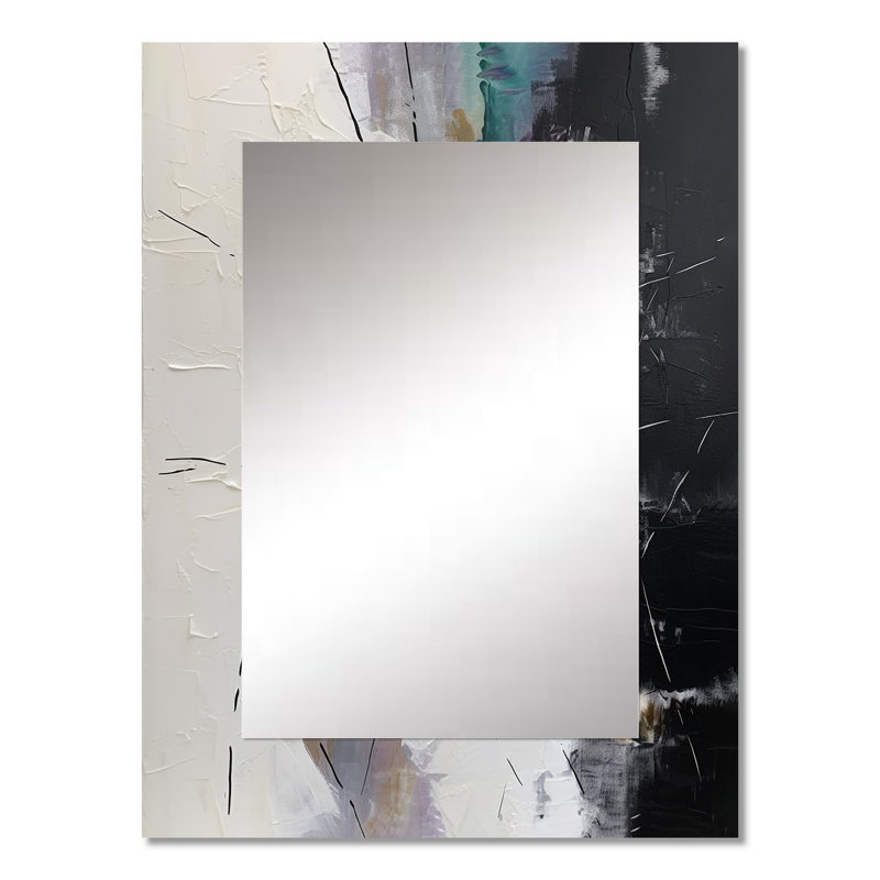 Purple Language Of Lines III - Geometric Mirror, White Decorative Wall Mirror, Printed Metal Art, 32" x 24"
