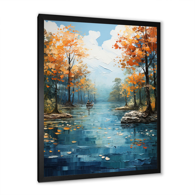 «Grovelle Orange River Sapphire Serenity - Lake», reproduction d'art sur toile, H 20 po x l 12 po x P 1 po, Cadre simple noir