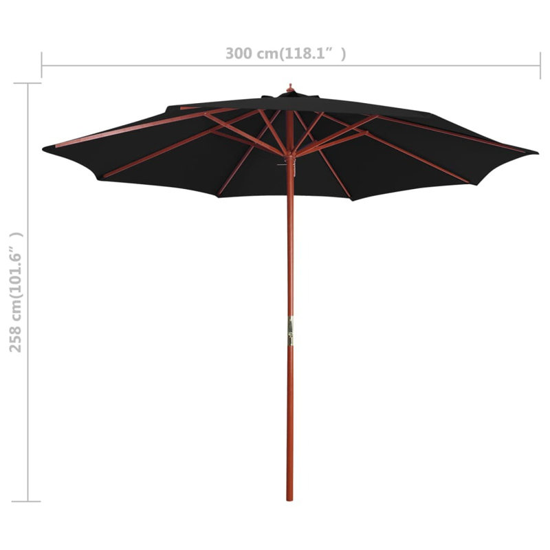 Nix 300cm Market Parasol, Black