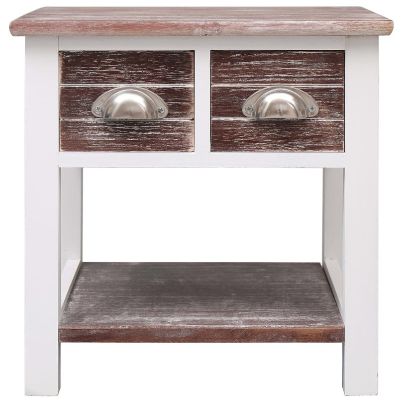 Angelique Side Table with Storage, Brown/White