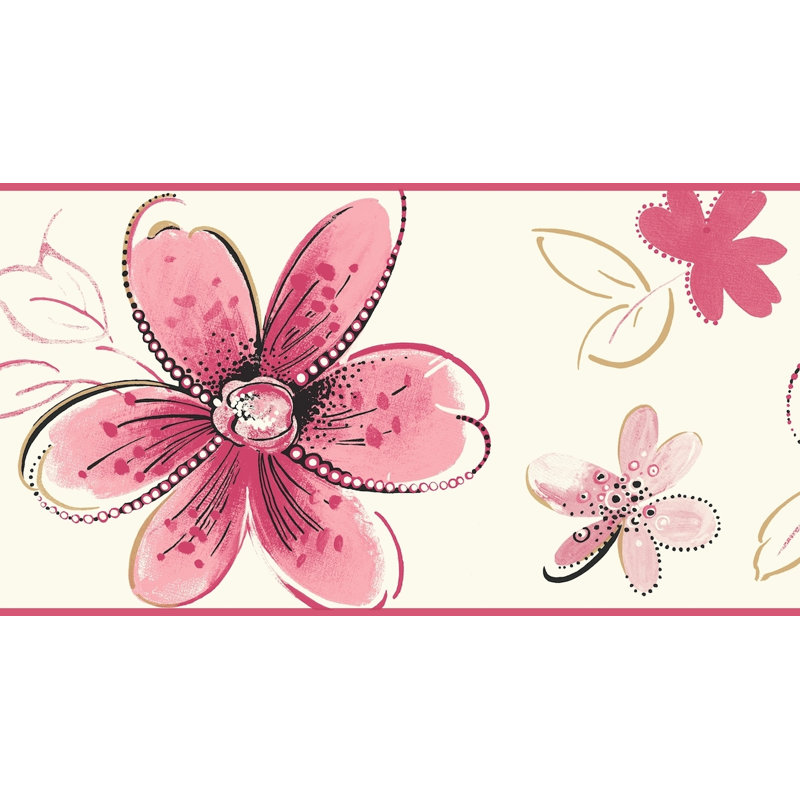 Pre-Pasted Vinyl Floral, Pink/Gold/Black