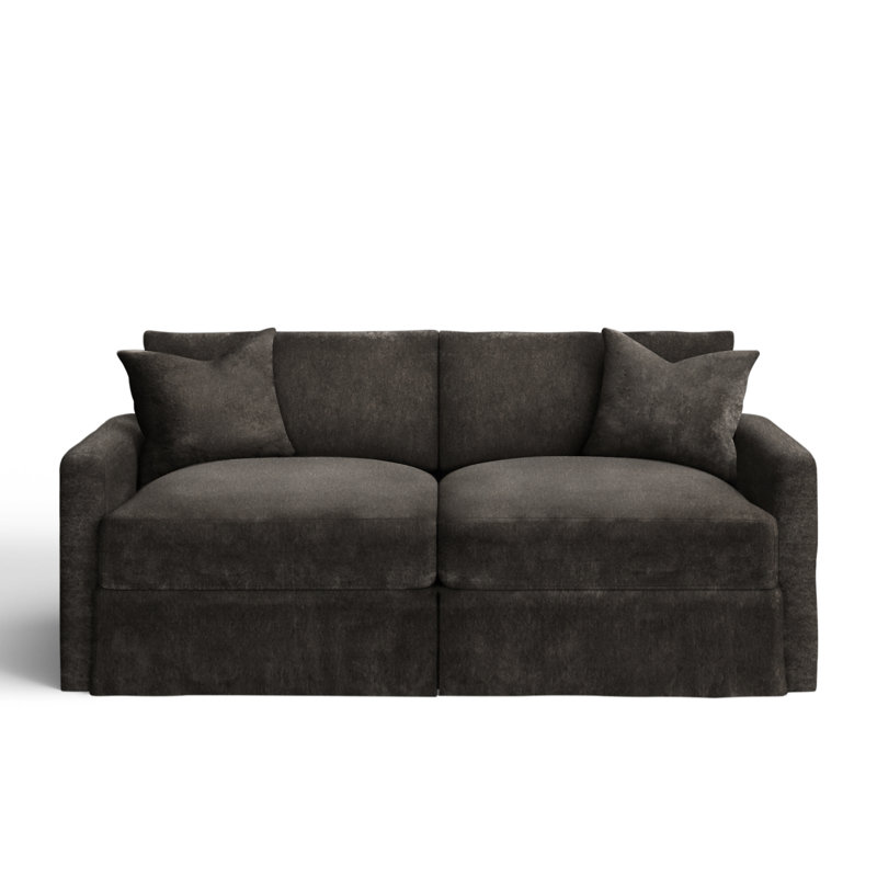 Hartig 84'' Slipcovered Sofa, Nave Charcoal Performance Distressed Velvet
