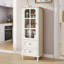 Buffet minimalisme avec portes en verre et double tiroir-777982815