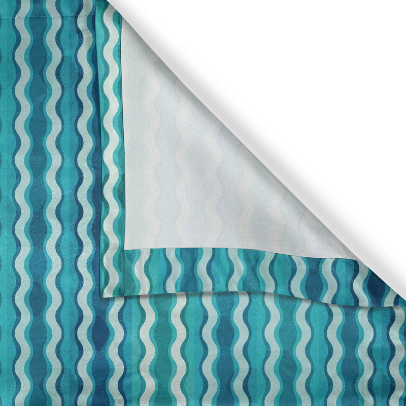 East Urban Home Abstract Grommet Curtain Decorative 2-Panel Window Drapes, 50" Aqua Blue Turquoise, 50" W x 108" L