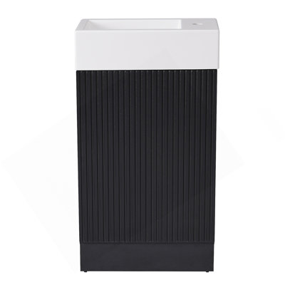 Meuble-lavabo de 18,6 po avec lavabo, tablette à deux niveaux et orientation flexible pour un rangement et un style efficaces