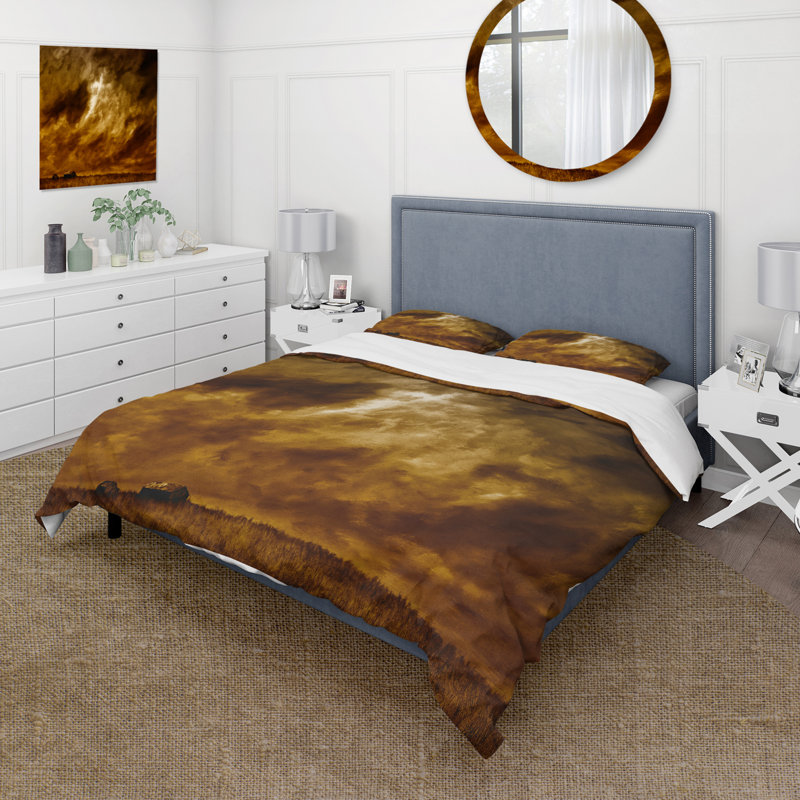 Ensemble de housse de couette en polyester Desert Farmhouse Under Cloudy In Washington II - Farmhouse