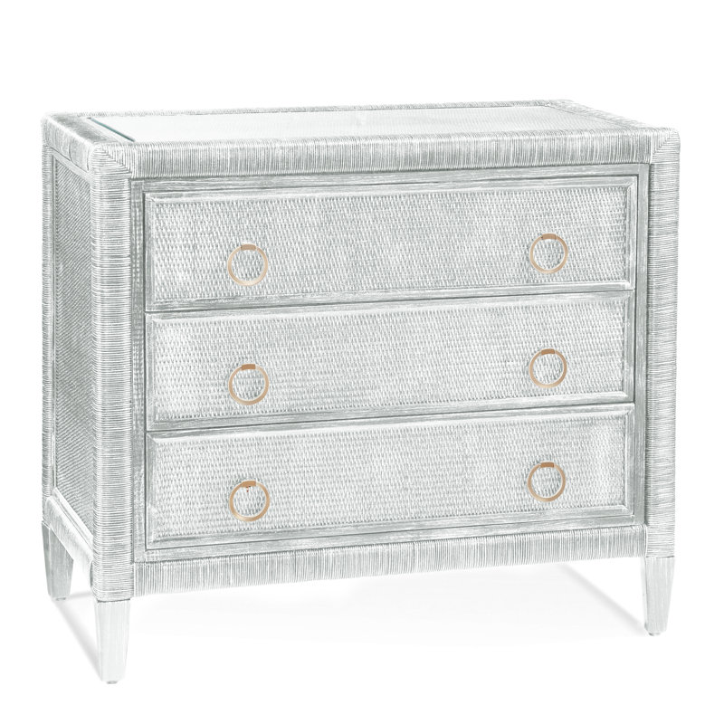 Commode 3 tiroirs Warwick, Pierre de foyer, Nickel satiné