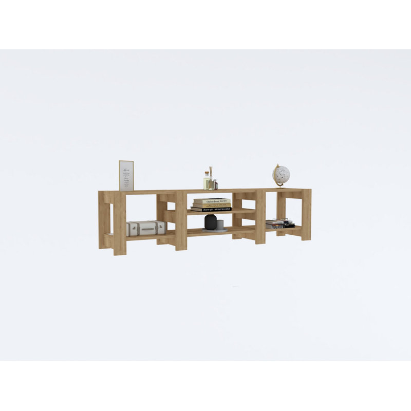 Élégant meuble télé 62,9 po x 15,8 po x 13,2 po | 100% panneau de particules enduit de mélamine, épaisseur: 0,7 pouce | Design moderne pour le salon et les espaces de divertissement, durable et élégant