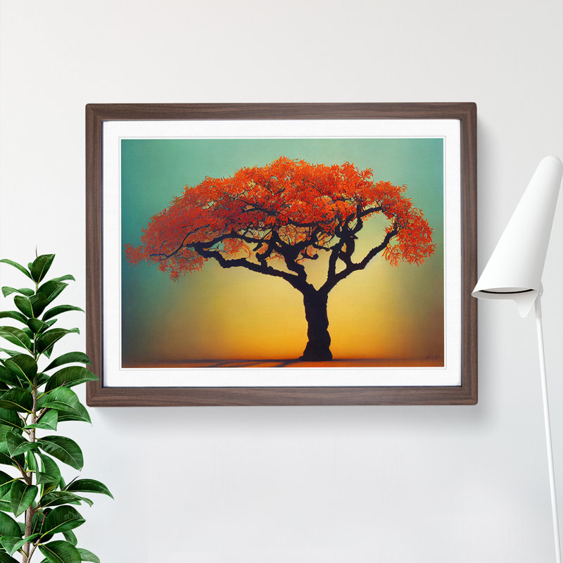 Pleasant Apple Tree 1 Piece Single Picture Frame Wall Art, 25cm H x 34cm W x 2cm D, Walnut Framed