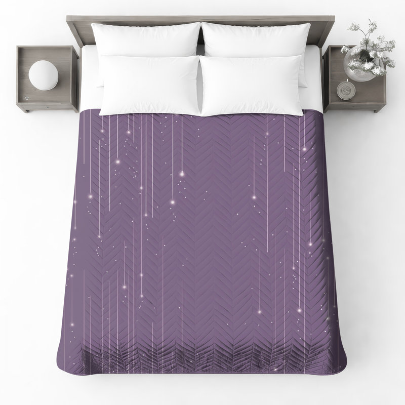 Couvre-lit matelassé mauve à motif d'étoiles tombantes toutes tailles, Très grand lit