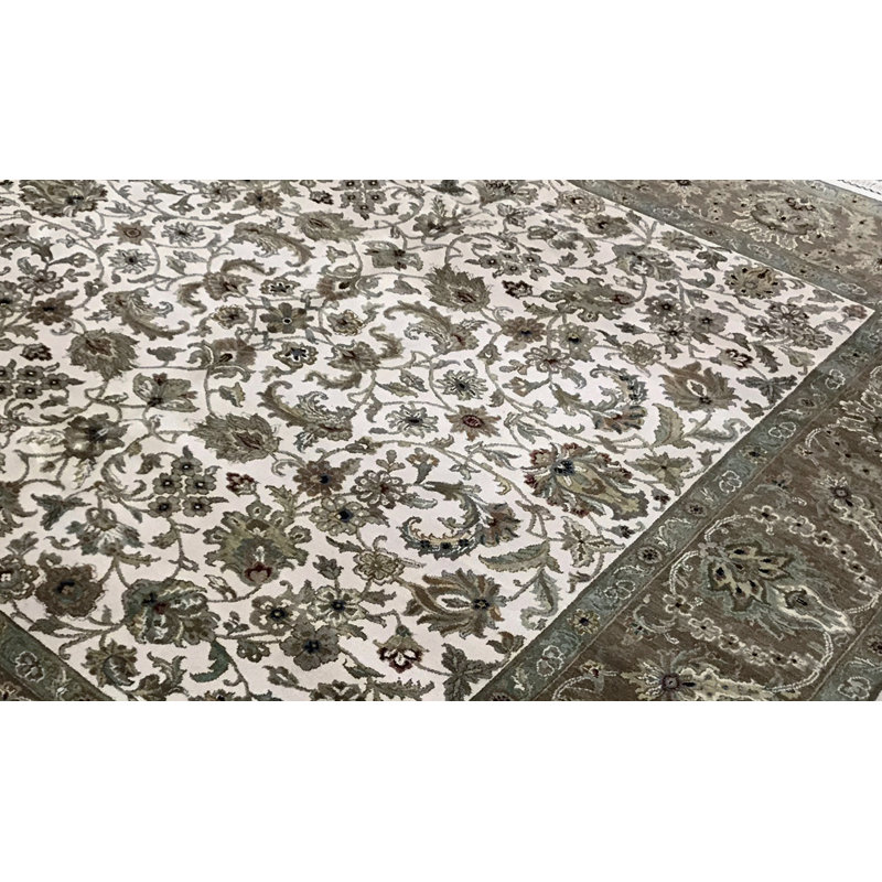 Tapis ivoire et brun noué à la main de haute qualité