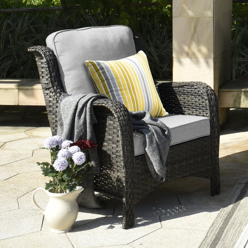 Chaise de patio avec coussins Moreno, Gris