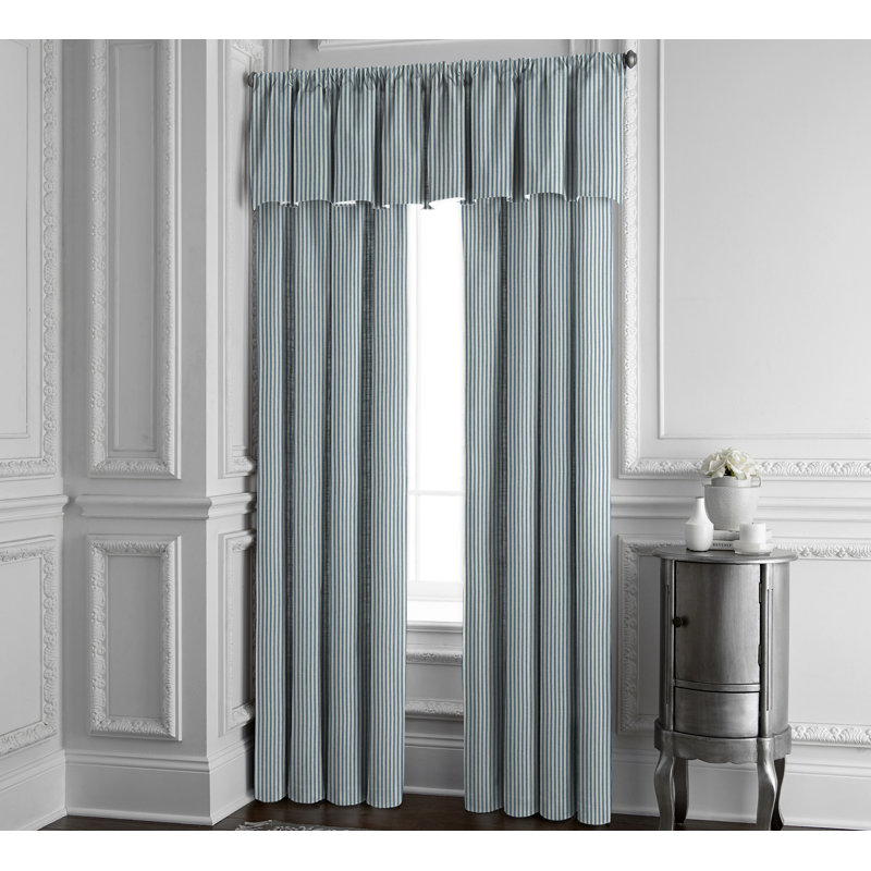 100% Cotton Ticking Stripe Room Darkening Rod Pocket Single Curtain Panel, 50" W x 108" L, Indigo
