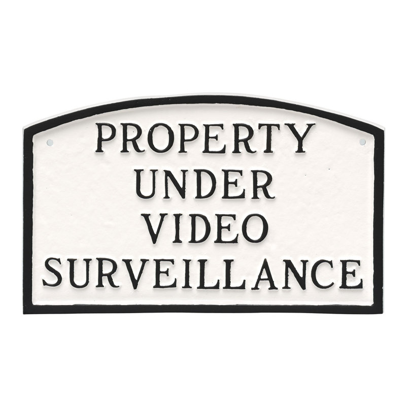 Plaque de déclaration sous surveillance vidéo, Blanc / Noir, H 5,5 po x l 9 po x P 0,25 po