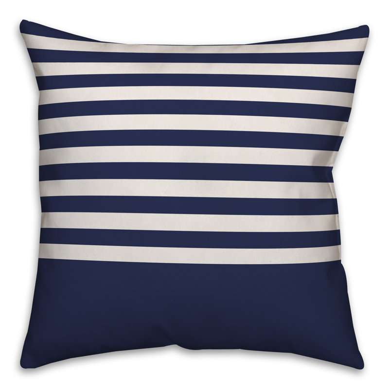  Housse de coussin Block Stripe, 16 po x 1 po, Bleu marine/blanc, Polyester / bourre en polyester