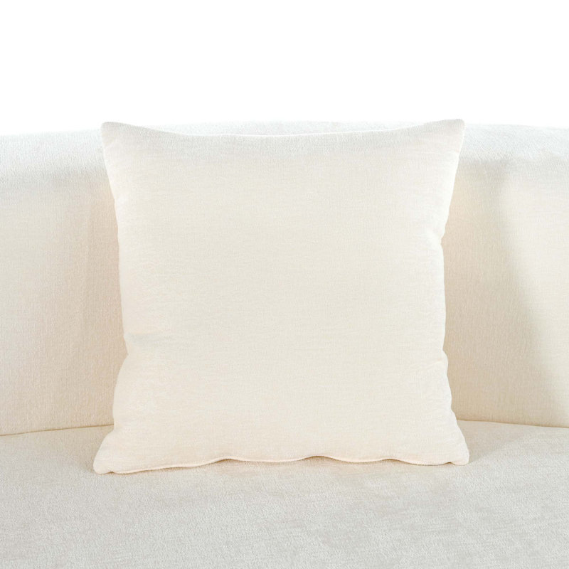 BLAIR Upholstered Curved Sectional Sofa 4 Seater with Snow Niel and Elegant Design, Beige Polyester Blend