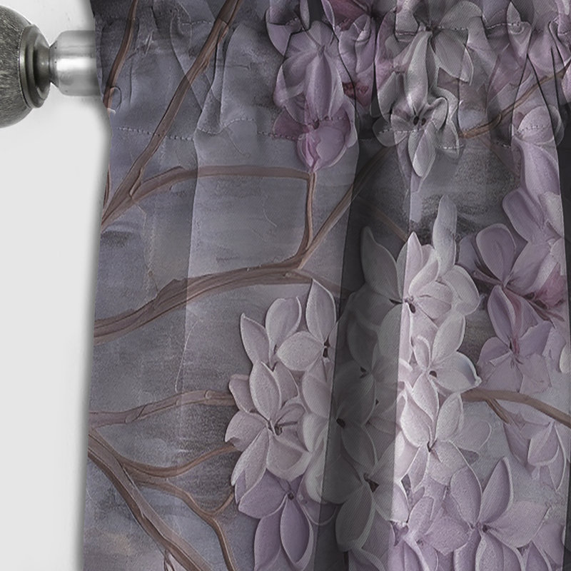 Blooming Lilac Melody I - Lilacs Blackout Floral Curtain - 1 Panel, 52" W x 120" L