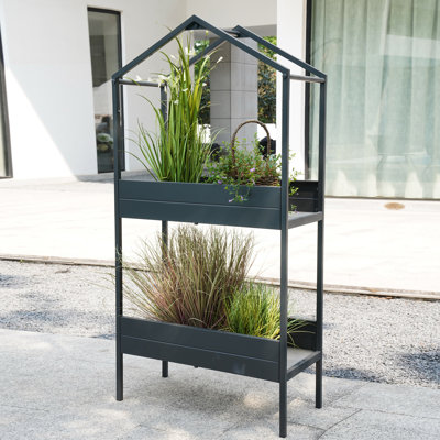 Support à jardin extérieur en acier avec grand rangement